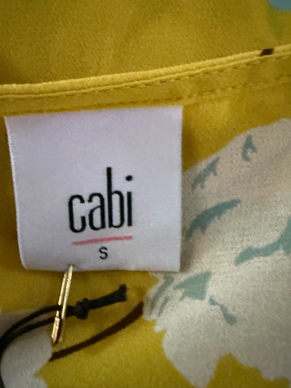 CAbi || Mustard Floral V-Neck Peplum Tank Top with Cami. Sz. S - Picture 9 of 14